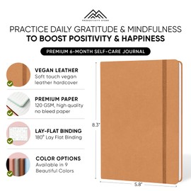 PRODUCTIVITY STORE Gratitude Journal & Self Care Journal - Guided Journal, Mindfulness Journal & Mental Health Journal All-In-One - Premium Daily Journal For Women & Men - A5 5.8" x 8.3" - Leather