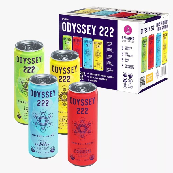Odyssey Elixir Odyssey 222 Sparkling Energy Drink 222mg Caffeine Variety