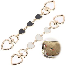 RSYHVG 2 Pieces Bag Extender Chain Strap, Heart Shape Cute Purse Extender Strap Charms Replacement Accessory for DIY Purse Making Handbag Shopping Tote (Black and White)