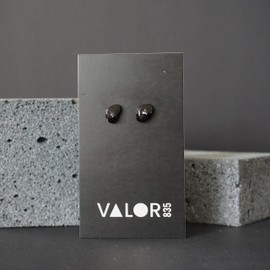 NEW Valor 835 Black Tourmaline Stud Earrings for Men, 0925 Sterling Silver, Black Stone Studs, October Birthstone