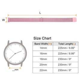 sourcing map Edelstahl-Mesh-Uhrenarmband 14mm Schnellwechsel-Verstellbares Armband Magnetischer Verschluss für Männer und Frauen, Pink.