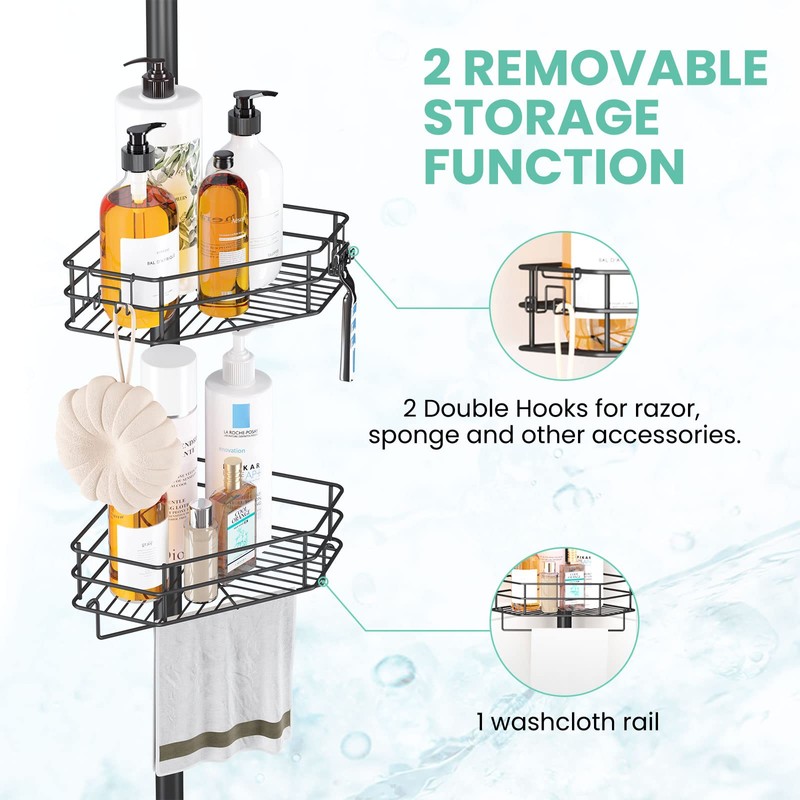 SEIRIONE Rustproof Corner Shower Caddy Organizer, 4 Large Baskets for