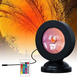 Sunset Lamp, 16 Colours Sunset Lamp, Sunset Lamp, Sunset Lamp with Remote Control, LED Sunset Projection Lamp, Romantic Vision Mood Light for Photography, Selfie