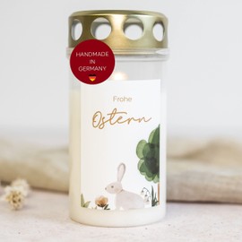 Grabkerze | Grablicht Ostern Hase | Motiv | Friedhofskerze | Kerze Friedhof Baby Kind Sternenkinder | Grabkerzen | Grabschmuck | Grablicht | Ostern Frühling | Hase (Kompositions-Öllicht)