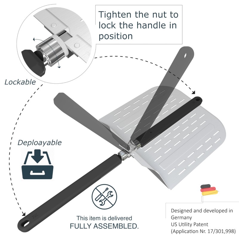neatNuseful Pizza Peel 12 inch with Long Foldable Handle –