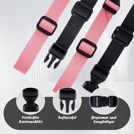 ROOMHUAWAY Pack of 4 Chest Strap Backpack, Adjustable Chest Strap Backpack Children with Buckles and Fasteners, Backpack Straps for Children and Adults (2 Rose + 2 Black)