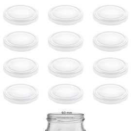 mikken 12 Lids TO 70/7.3 cm Twist-Off Replacement Lid Screw Lid for Jars, Preserving Jars, White