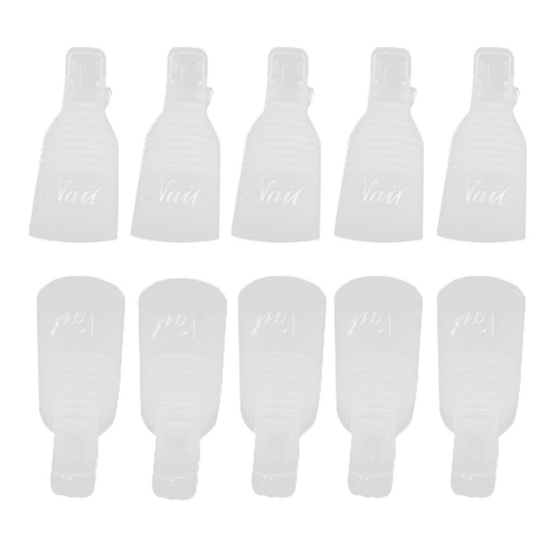 Polytree 10pcs Plastic Nail Art Polish Soak Off Remover Wrap