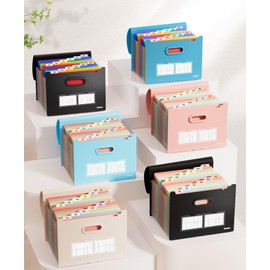 Sooez Upgraded Accordion File Organizer, Expanding File Folder with Deeper 12 Pockets - Never Cover Up Index Tabs, Monthly Bill Paper Receipt Document Organizer, Letter A4 Size for Home Office School