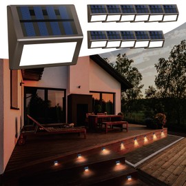 Azirier Luminara Solar Step Lights - Weatherproof Outdoor Stair Lighting, Solar-Powered Deck Lights for Patio, Garden, Pathway, Warm White Glow (12)