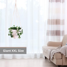 Shineloha Giant XXL 55 Inches Macrame Planter Hanger Large for 15 inch Pot + Swag Hook | Extra Large Hanging Planter for Indoor Plants | No Pot/Plant Included (XXL)