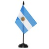 ANLEY Argentina Deluxe Desk Flag Set - 6 x 4 Inch Miniature Argentine Desktop Flag with 12" Solid Pole - Vivid Color and Fade Resistant - Black Base and Spear Top
