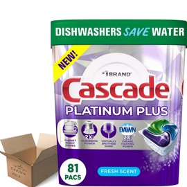 Cascade Platinum Plus Dishwasher Pods – Dish Pods for Dishwasher – Cleaner And Deodorizer Dishwasher Tablets – Powerful Grease Remover Dishwashing Tablets - 81-Count/Pack