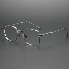 Men's High Quality Business Vintage Square Eyeglasses Titanium Casual Optical Glasses Frame for Women - Frame Color: Silver black
