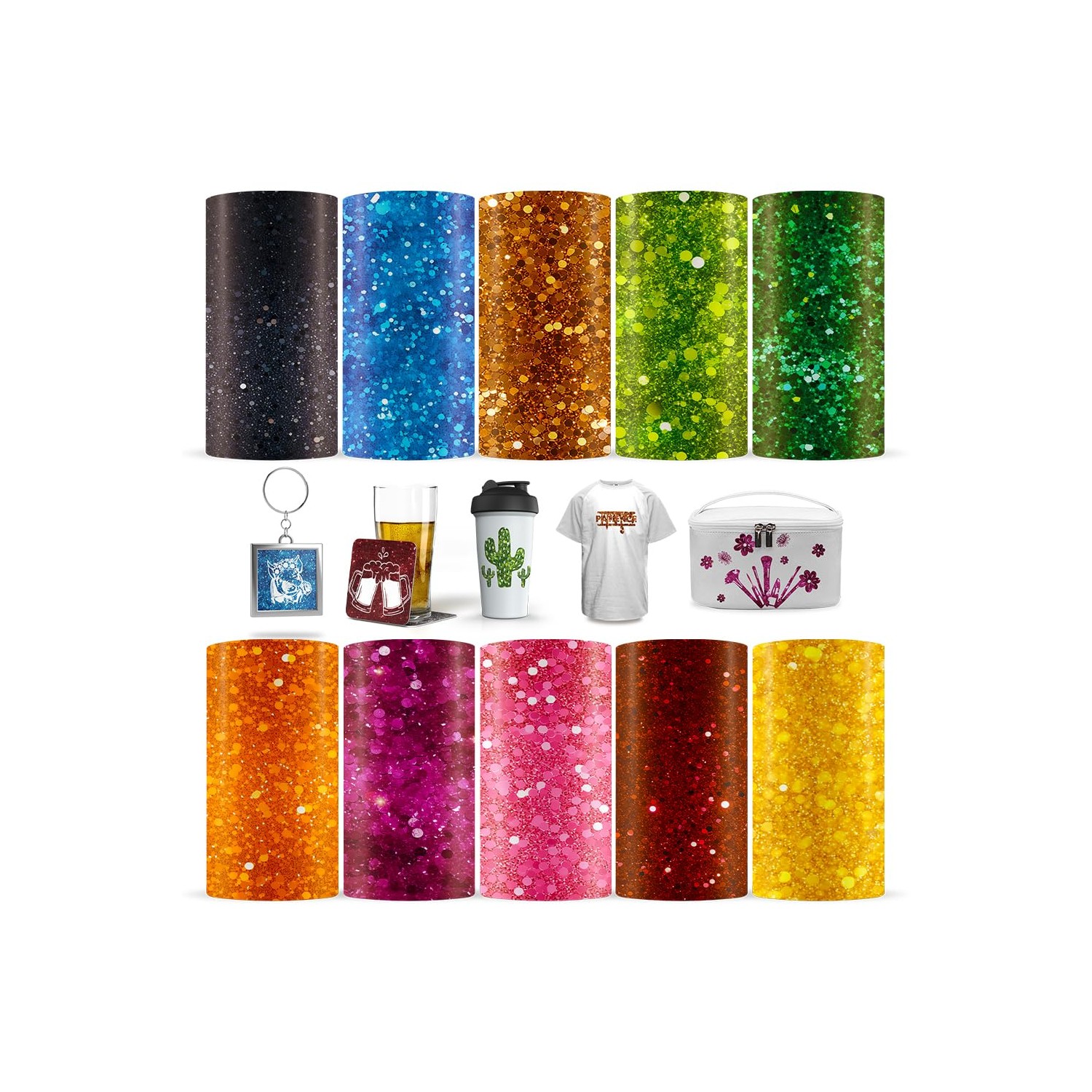 LUCKIGUCK Glitter Infusible Transfer Ink Sheets, 10 Pieces/Set, Fusible ...