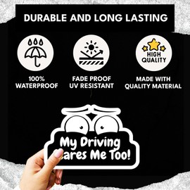 Orange Marchande My Driving Scares Me Too Sticker Size 6" Inch Funny Student Driver Stickers Waterproof UV Resistant. Used for Cars and Trucks