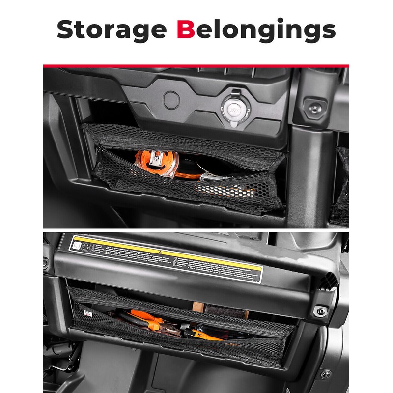 KEMIMOTO UTV Dash Storage Cargo Compartment Nets for Can Am