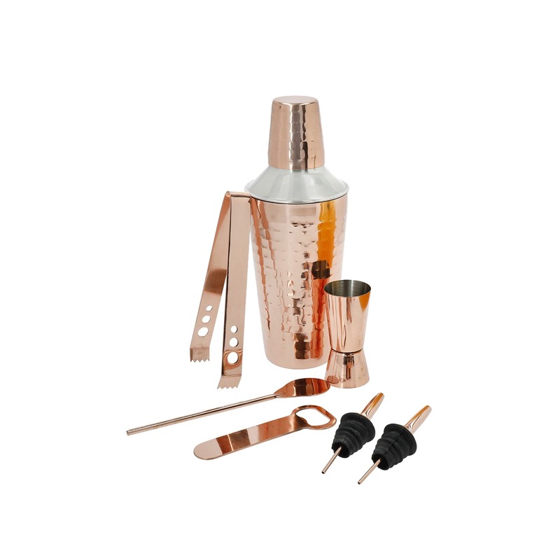 BarCraft 7-Piece Copper Cocktail Set in Gift Box, Includes Cocktail