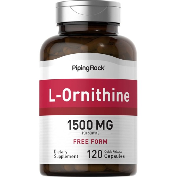 Piping Rock L-Ornithine 1500 mg | 120 Capsules | Free Form | Non-GMO, Gluten Free Supplement