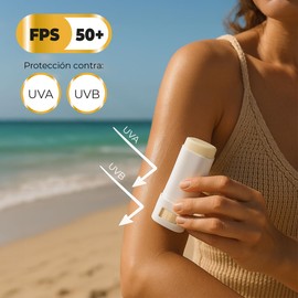 CLEOSKIN Bloqueador Solar en Barra FPS 50+ | Protección UVA/UVB | Con Vitamina C y Ácido Hialurónico | 20g | Facial y Corporal | Textura Invisible y No Grasa