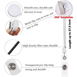 ID Badge Holder, Heavy Duty Retractable Badge Holder Reel, Key Ring,ID Name Badge Holder Reels, Vertical Style ID Card Holders with 1 Clear ID Window (M)