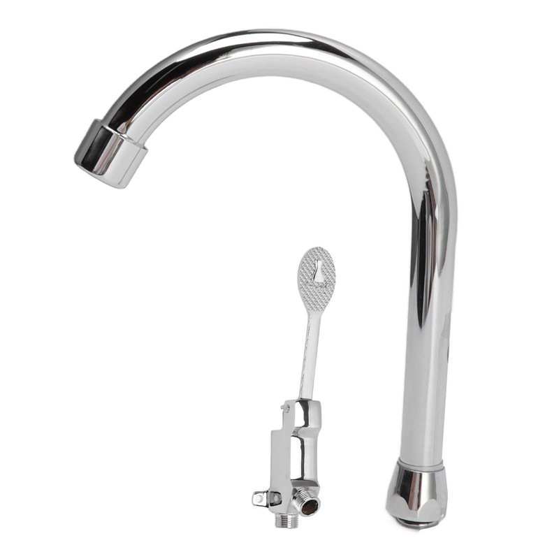 Foot Pedal Faucet Set Stainless Steel Hands Free Silver Touchless
