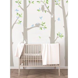 Simple Shapes Scheme A, 108" H - Nature Tree Scene with Baby Birds and Nest Wall Decal