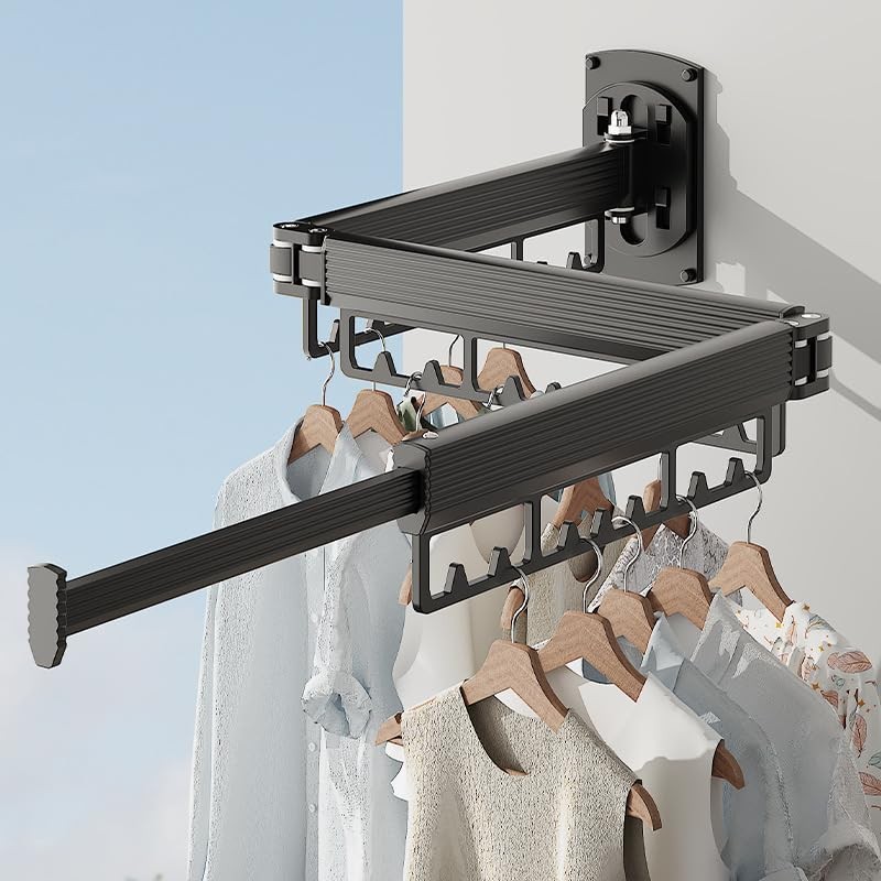 Puixieom Mounted Wall Drying Rack, Laundry Hanger Dryer Rack, Laundry