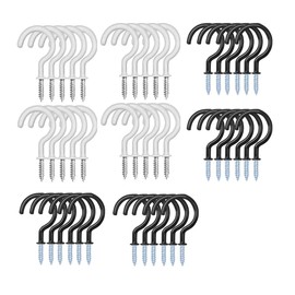 Leadigol 40Pcs White Black Cup Hook Ceiling Hooks, Heavy Duty Screw-in Ceiling Hooks, Multi-Function Wall Hooks Kitchen Hooks Cup Hooks