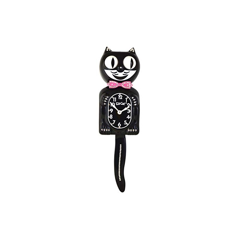 Kit Cat Klock Limited Hot Pink Bow Crystals Jeweled Clock