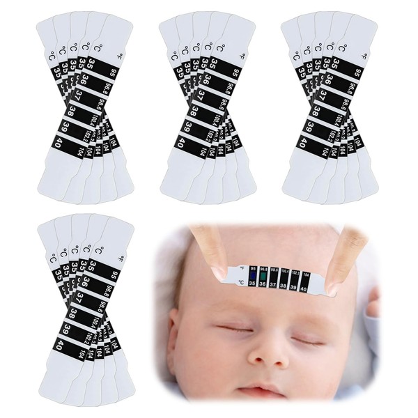 Forehead Thermometer Strips - 20 PCS Quick Read Reusable Forehead Head Strip Thermometers Indicator with Liquid Crystal Display, Fever Body Test for Infants Babies Toddlers Kids Elderly