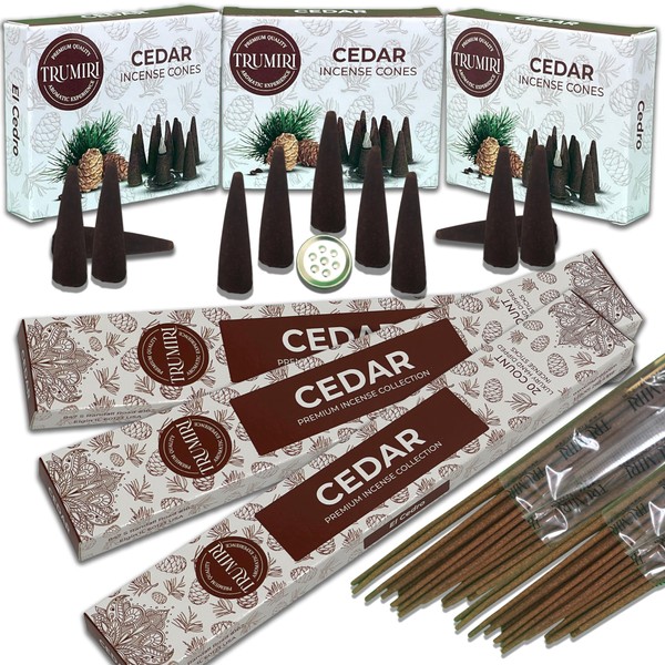 Cedar Incense Sticks & Incense Cones Combo Pack - 60