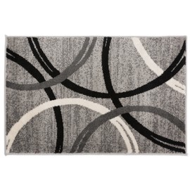 Rugshop Modern Wavy Circles Desing Area Rug 2' x 3' Gray
