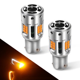 KINMIFULIGHT S25 Turn Signal Valve with Different Pin Angles, Amber, Equipped with Cooling Fan, High Fla Prevention, High Quality, Built-In Canceller, LED Turn Signal Bulb, 150°, For 12V Cars,