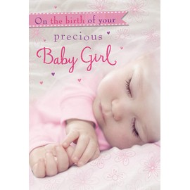Traditional Baby Card Baby Girl - 7 x 5 inches - Piccadilly Greetings