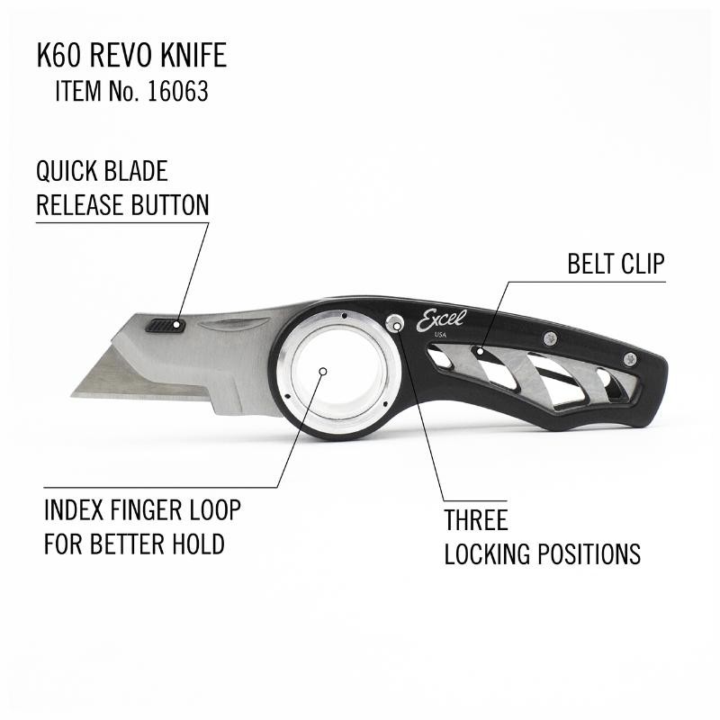 K60 Revo Folding Utility Knife - Color: Grey
