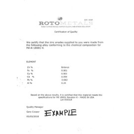 RotoMetals Cor-in 1 inch NPT x 6 inches Zinc Pencil Anode with Brass Plug