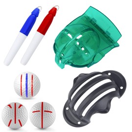 Uniclife 4-8 Pieces Golf Ball Liner Template Linear Alignment Kit for Putt Ball Marking Tools with Maximum 4 Golf Ball Line Drawing Marking Stencils and 4 Colourful Marker Pens