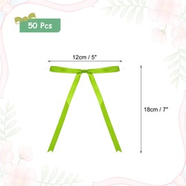 sourcing map 50 Pcs 5x7 Twist Tie Bows Satin Ribbon Bows Wrapping Bows for Craft DIY Sewing Wedding Decor Birthday Party Treat Bags Bright Green