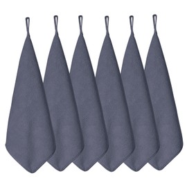 HOOMCOOM Kitchen Towel, Kitchen Cloth, Dish Towel with Loop, Set of 6, Dish Cloth, Microfiber, Thick Fabric, Water Absorbent, Quick Drying, 11.8 x 11.8 inches (30 x 30 cm), Odor Resistant, Hygienic,