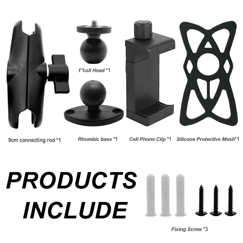 Phone Mount Holder with B Size 1" Ball Diamond Base