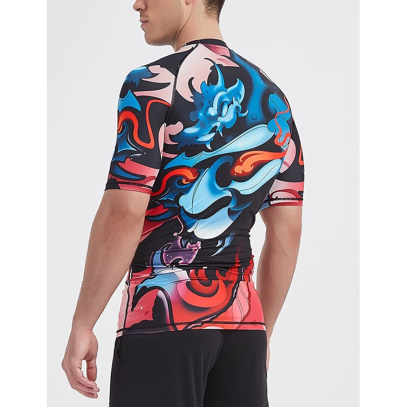 LAFROI CLY08D Men's Short-Sleeved Compression Shirt UPF 50+ Rash Guard,