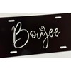 Boujee Car Tag Diamond Etched Engraved Vanity Front License Plate