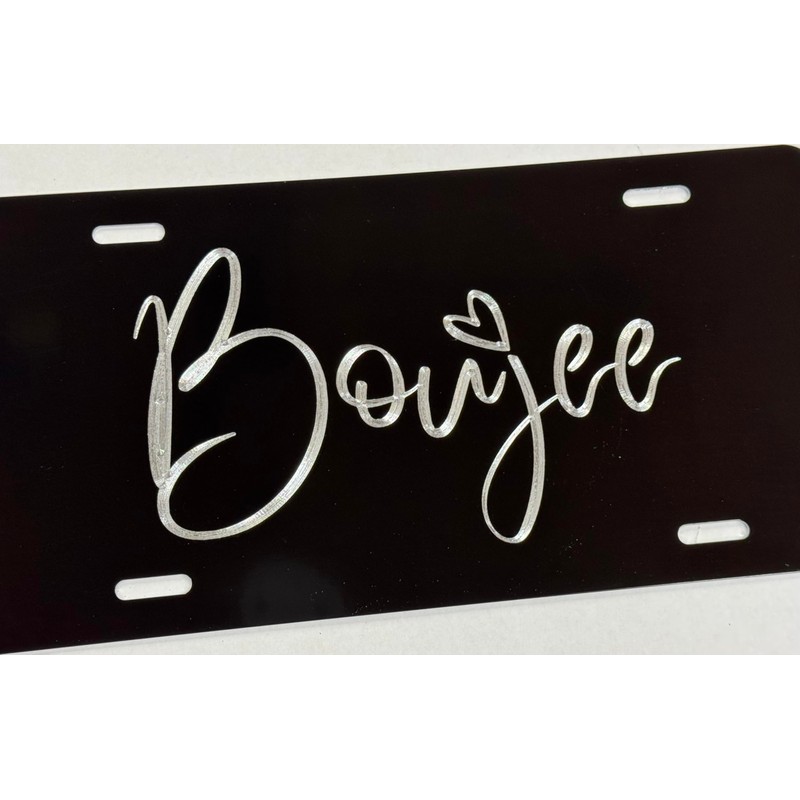 Boujee Car Tag Diamond Etched Engraved Vanity Front License Plate
