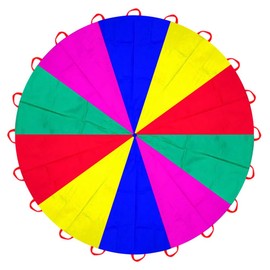 Dulousia Parachute 13ft - Gymnastics Parachute with Handles for Children Group Team Cooperative Games,Indoor Outdoor Gym Class Rainbow Parachute Birthday Church VBS Activity Field Days Supplies