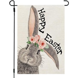 Easter Bunnies Garden Flag 12X18 Inch Double Sided for Outside Small Burlap Yard Holiday Flag Decoration FH03