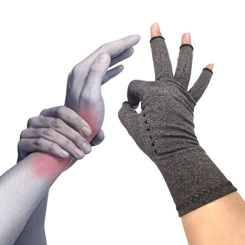 Guantes de compresión para artritis para hombres y mujeres, gris,