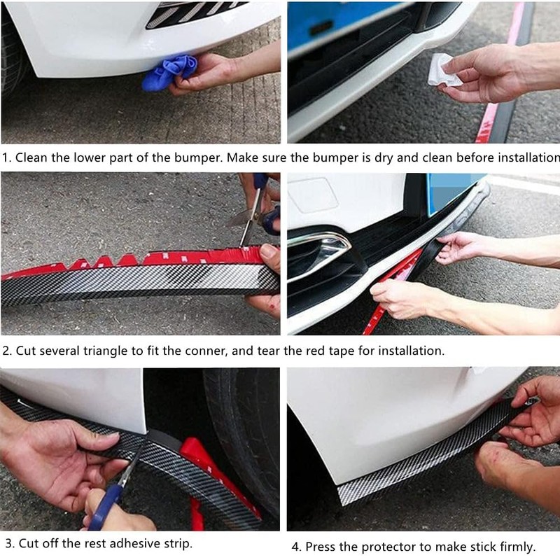WeFoonLo Universal Car Front Bumper Spoiler Rubber Sticker Lip Splitter