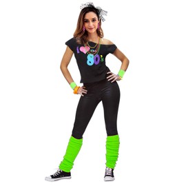 esrtyeryh Women Costume Womens I Love The 80's Disco 80s Costume Outfit Accessories, Green, L/XL