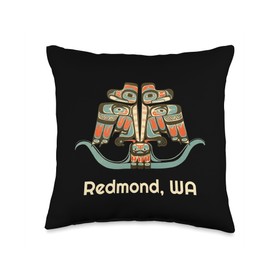 Redmond WA Native American Indian Thunderbird Redmond Washington Thunderbird NW Native American Throw Pillow, 16x16, Multicolor